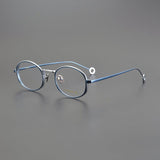 Eneti Vintage Oval Glasses Frame Round Frames Southood Blue silver 