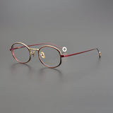 Eneti Vintage Oval Glasses Frame Round Frames Southood Gold red 