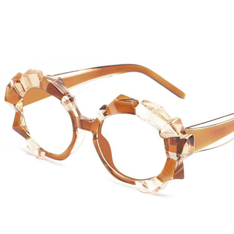 Ethel Fashion Glasses Frame oval frame Southood tea without lens 