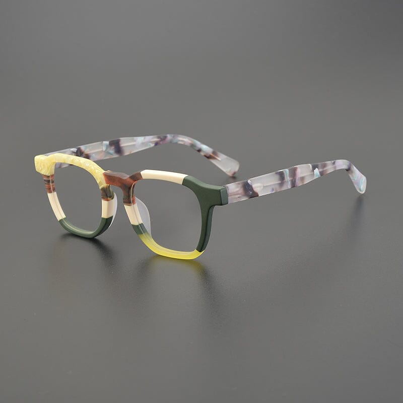 Euen Acetate Rectangle Glasses Frame Rectangle Frames Southood Matte Yellow Green 