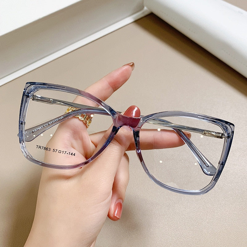 Evangeline Oversized Gradient Glasses Frame Cat Eye Frames Southood C3 clear blue 