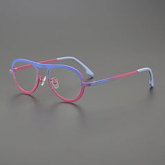 Faraj Pilot Titanium Glasses Frame Cat Eye Frames Southood Blue Red 