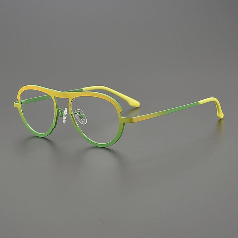 Faraj Pilot Titanium Glasses Frame Cat Eye Frames Southood Yellow Green 
