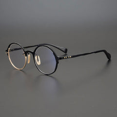 Farrell Round Retro Titanium Glasses Frame Round Frames Southood Black gold 