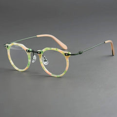 Faye Acetate Titanium Glasses Frame Round Frames Southood Pink Green 