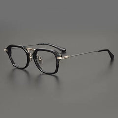 Fezell Titanium Acetate Eyeglasses Frame Rectangle Frames Southood Black Gold 