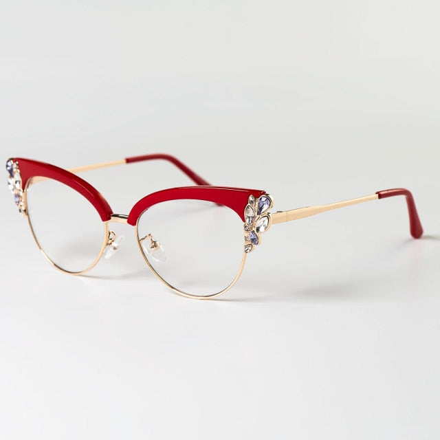 Fiona Cat Eye Glasses Frame Browline Frames Southood C9Red 