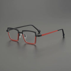Fish Square Ultralight Titanium Glasses Frame Rectangle Frames Southood Black Red 