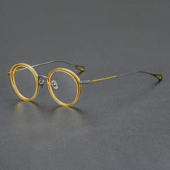 Flynn Acetate Titanium Glasses Frame Oval Frames Southood Yellow 