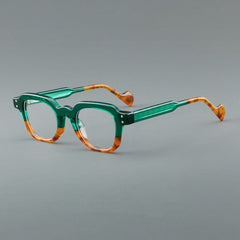 Ford Vintage Rectangle Acetate Glasses Frame Rectangle Frames Southood Green Leopard 