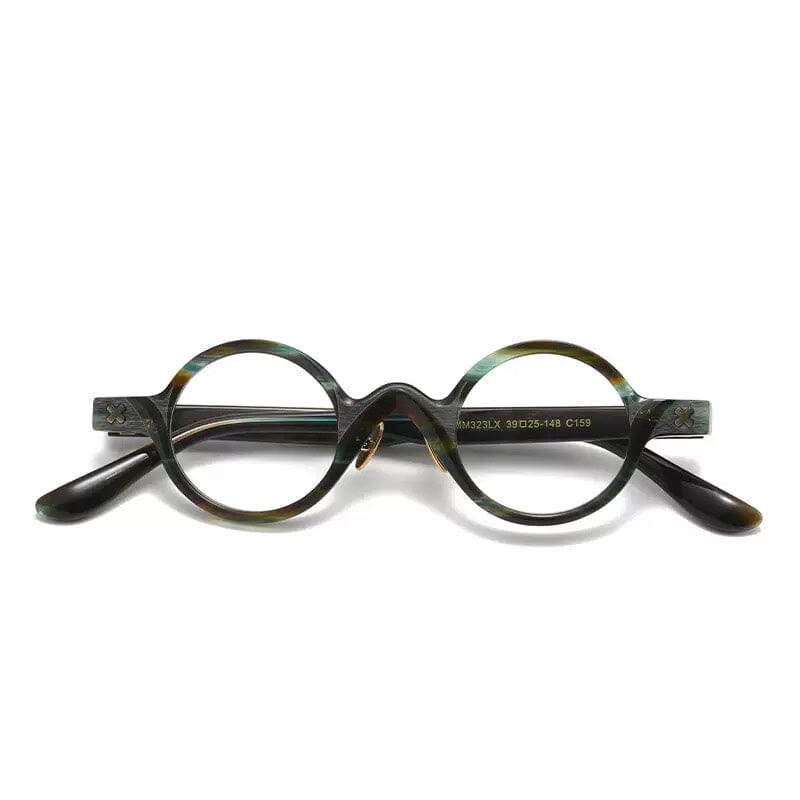 Fox Vintage Acetate Glasses Frame Round Frames Southood Green Stripe 