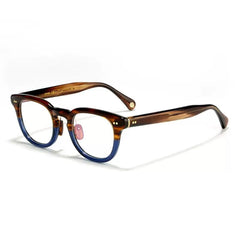 Frank Vintage Acetate Eyeglasses Frame Round Frames Southood Leopard Blue 
