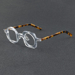 Fred Retro Acetate Personality Glasses Frame Geometric Frames Southood Clear-Leopard 