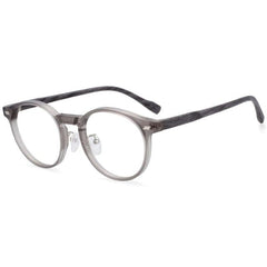 Freda Retro Round Wood Grain Leg Glasses Frame Round Frames Southood Gray-wood grain 