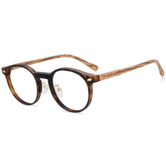 Freda Retro Round Wood Grain Leg Glasses Frame Round Frames Southood Leopard 