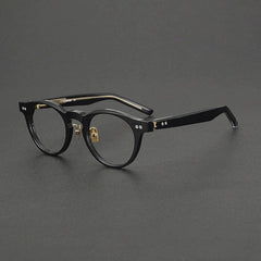 Fritz Vintage Acetate Glasses Frame Round Frames Southood Black Gold 