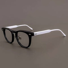 Fujita Retro Acetate Glasses Frame Oval Frames Southood Black White 
