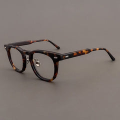 Fujita Retro Acetate Glasses Frame Oval Frames Southood Matte Leopard 