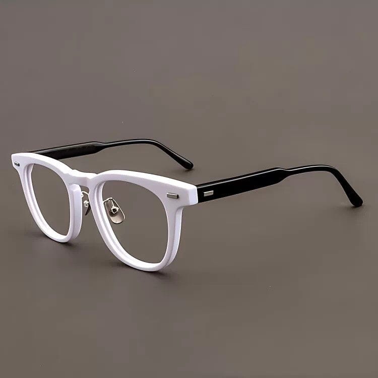 Fujita Retro Acetate Glasses Frame Oval Frames Southood White Black 