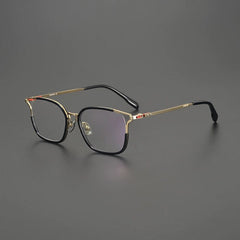 Gai Retro Titanium Eyeglasses Frame Round Frames Southood Black Gold 