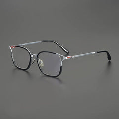 Gai Retro Titanium Eyeglasses Frame Round Frames Southood Black Silver 