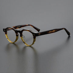 Garey Vintage Acetate Glasses Frame Round Frames Southood Leopard Green 