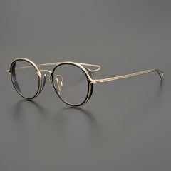 Gene Retro Round Titanium Ultra-Light Glasses Frame Round Frames Southood Black-gold 