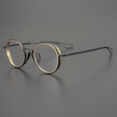 Gene Retro Round Titanium Ultra-Light Glasses Frame Round Frames Southood Gold-black 