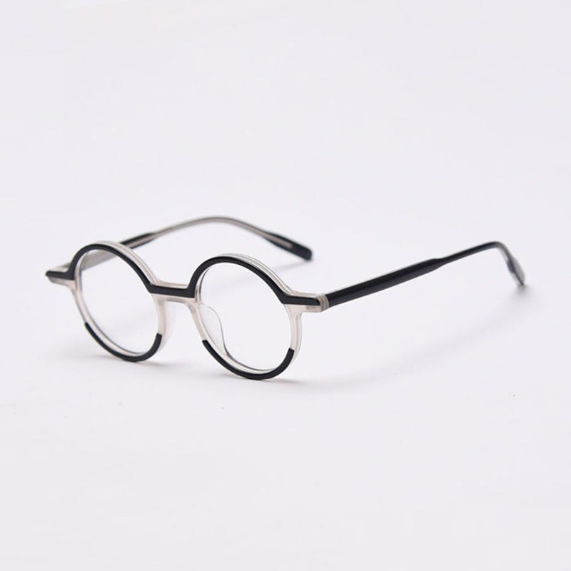 Glen Round Vintage Acetate Optical Glasses Frame Round Frames Southood C4Black-White 