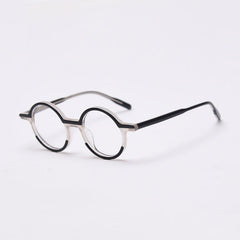 Glen Round Vintage Acetate Optical Glasses Frame Round Frames Southood C4Black-White 