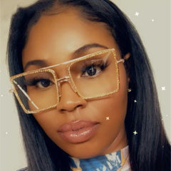 Glory Rhinestone Square Glasses Rectangle Frames MON 