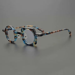 Hagly Vintage Acetate Glasses Frame Geometric Frames Southood Blue Leopard 