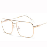 Haley Retro Rectangle Glasses Frames Geometric Frames Southood gold frame transparent leg 