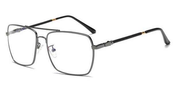 Haley Retro Rectangle Glasses Frames Geometric Frames Southood gray frame black leg 