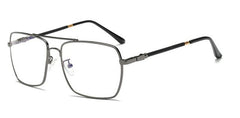 Haley Retro Rectangle Glasses Frames Geometric Frames Southood gray frame black leg 