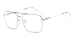 Haley Retro Rectangle Glasses Frames Geometric Frames Southood silver frame transparent leg 