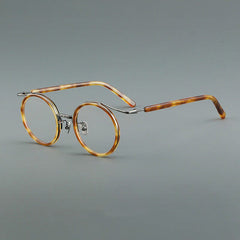 Han Premium Series Vintage Acetate Round Glasses Frame Round Frames Southood Leopard 