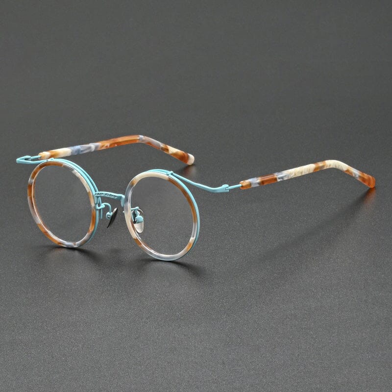 Han Premium Series Vintage Acetate Round Glasses Frame Round Frames Southood Orange Leopard 