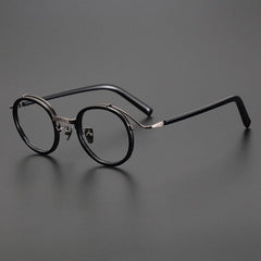 Hank Premium Series Vintage Acetate Round Glasses Frame Round Frames Southood Black 