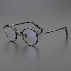 Hank Premium Series Vintage Acetate Round Glasses Frame Round Frames Southood Grey Leopard 