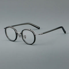Hank Vintage Acetate Round Glasses Frame Round Frames Southood Black 