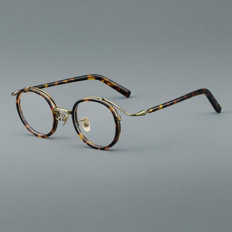 Hank Vintage Acetate Round Glasses Frame Round Frames Southood Leopard Bronze 