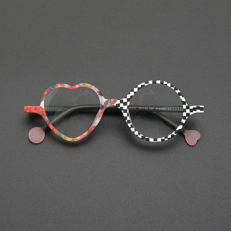 Heath Unique Heart Acetate Glasses Frame Geometric Frames Southood Matte Black White 
