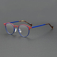 Hector Retro Titanium Eyeglasses Frame Round Frames Southood Blue Red 