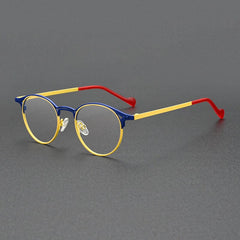 Hector Retro Titanium Eyeglasses Frame Round Frames Southood Yellow Blue 