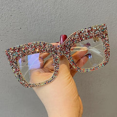 Hedda Rhinestone Oversized Eyewear Cat Eye Frames Mon MIX 