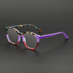 Hood Vintage Acetate Glasses Frame Oval Frames Southood Purple Leopard 