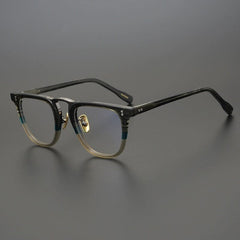Hugh Retro Titanium Beam Glasses Frame Rectangle Frames Southood Green Stripe 