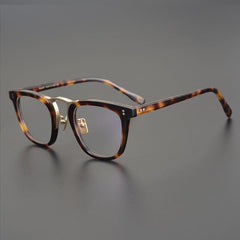 Hugh Retro Titanium Beam Glasses Frame Rectangle Frames Southood Leopard Gold 