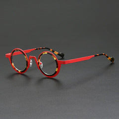 Jago Titanium Acetate Round Glasses Frame Round Frames Southood Red Leopard 